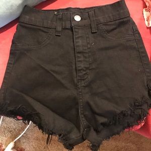 High waisted black jean shorts